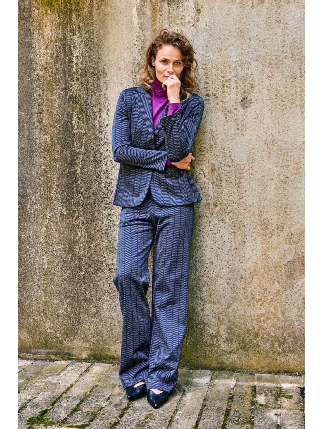 Kyra trousers herringbone 430 deep blue