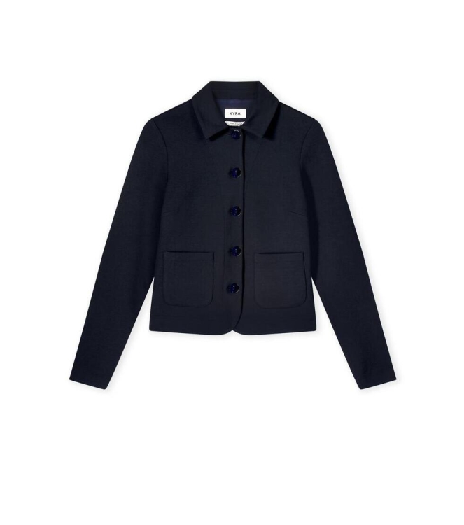 Kyra short jacket pockets 430 deep blue