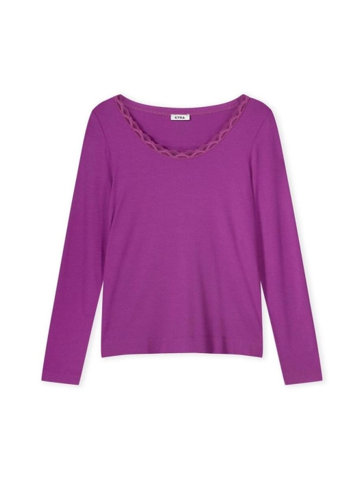 Kyra Vneck lace top short sleeve 540 orchid