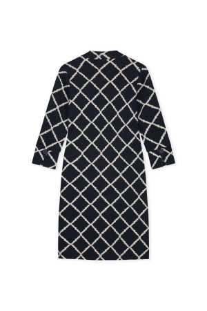 Kyra dress long sleeve big check 430 deep blue