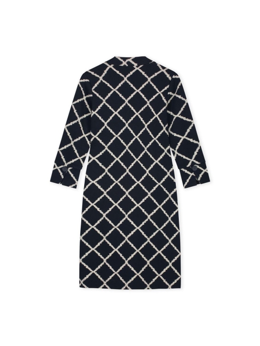 Kyra dress long sleeve big check 430 deep blue