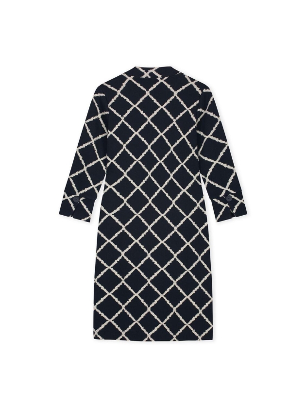 Kyra dress long sleeve big check 430 deep blue