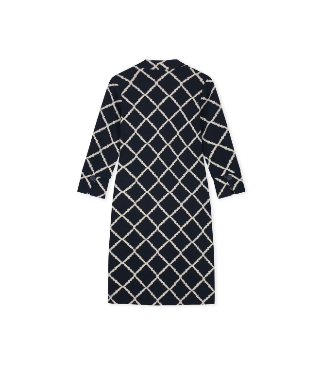 Kyra dress long sleeve big check 430 deep blue