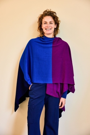 Kyra poncho colorblock knit 540 orchid