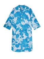Kyra blouse long 3/4 sleeve flower print 415 blue lagoon