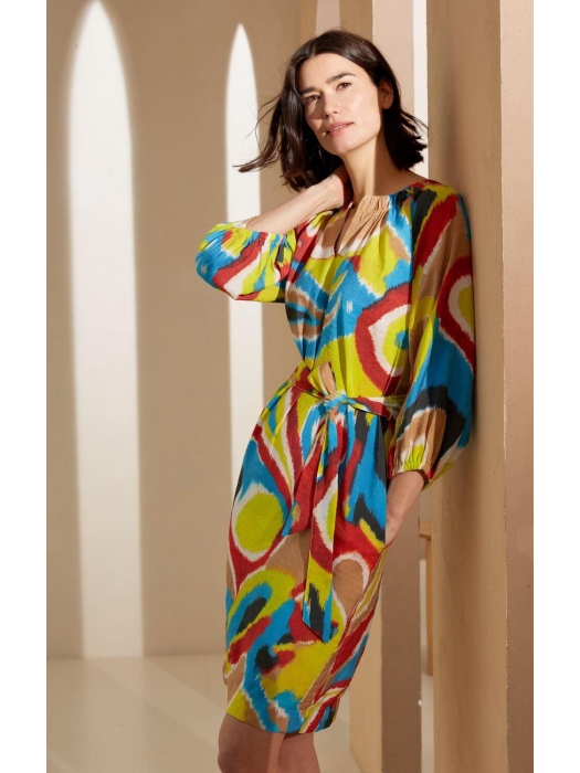 Kyra dress balloon sleeve multi print 415 blue lagoon