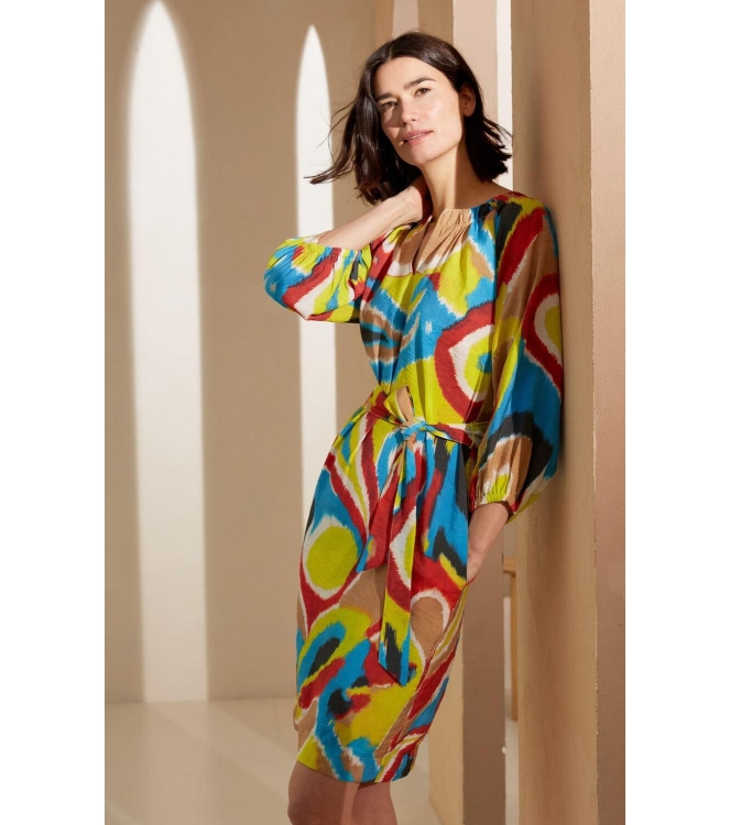 Kyra dress balloon sleeve multi print 415 blue lagoon