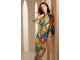 Kyra dress balloon sleeve multi print 415 blue lagoon