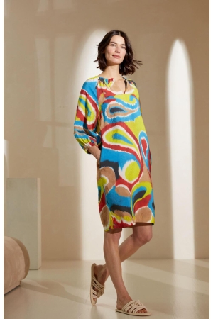 Kyra dress balloon sleeve multi print 415 blue lagoon