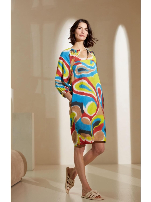 Kyra dress balloon sleeve multi print 415 blue lagoon