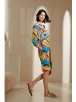 Kyra dress balloon sleeve multi print 415 blue lagoon