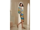 Kyra dress balloon sleeve multi print 415 blue lagoon