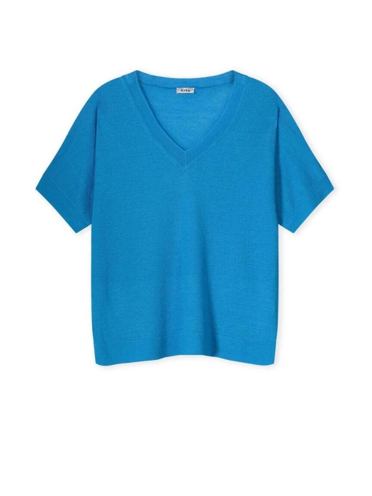 Kyra pullover short sleeve V-neck 415 blue lagoon