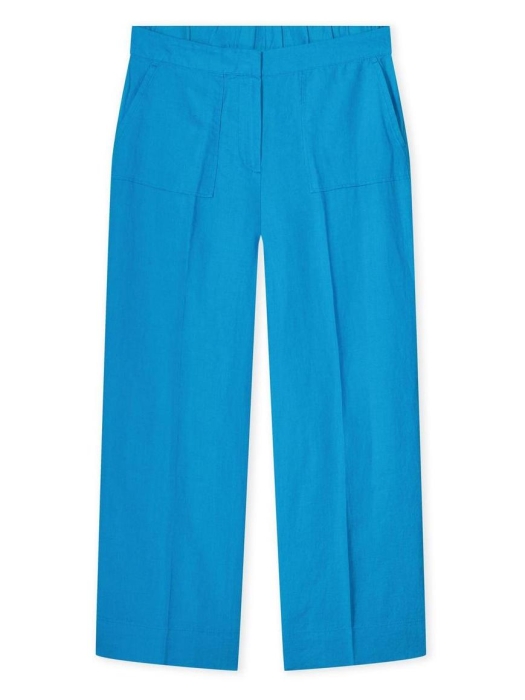 Kyra trousers wide leg solid linen 415 blue lagoon