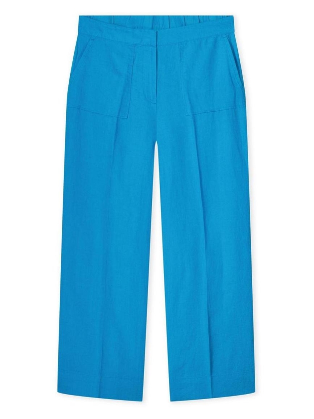 Kyra trousers wide leg solid linen 415 blue lagoon