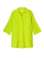 Kyra blouse 3/4 sleeve solid linen 357 cyber lime