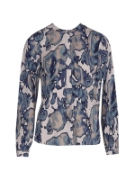 Freequent Printed blouse Moonbeam w. dusty turquoise