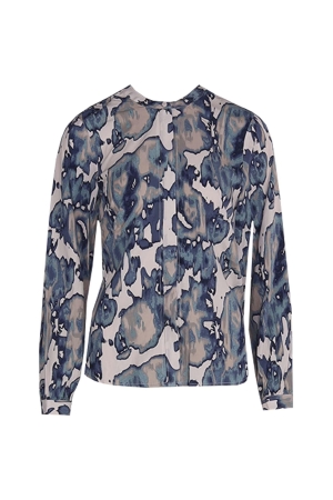 Freequent Printed blouse Moonbeam w. dusty turquoise