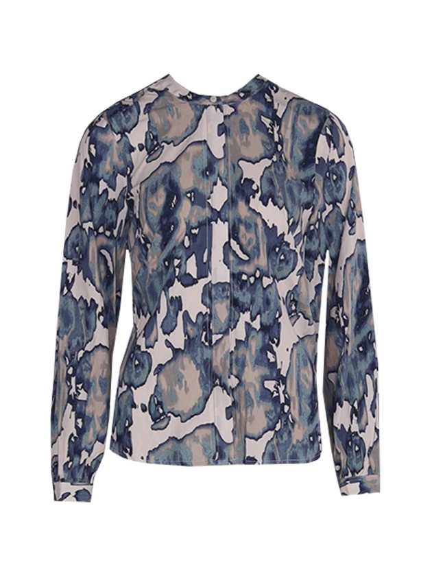 Freequent Printed blouse Moonbeam w. dusty turquoise