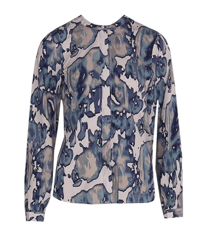 Freequent Printed blouse Moonbeam w. dusty turquoise