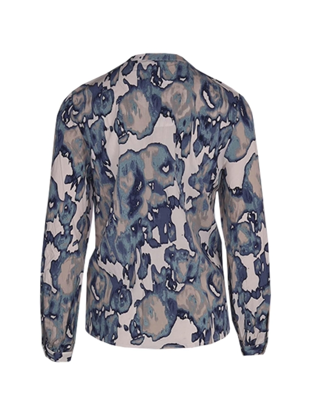 Freequent Printed blouse Moonbeam w. dusty turquoise