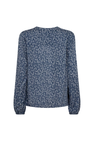 Freequent Printed blouse with slit Vintage indigo w.tofu