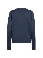 Freequent V-neck w. placket Vintage indigo