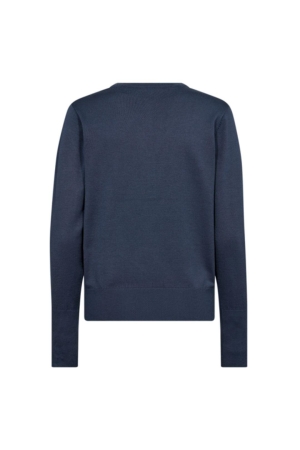 Freequent V-neck w. placket Vintage indigo
