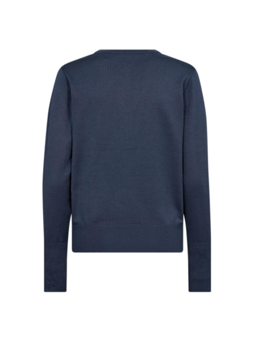 Freequent V-neck w. placket Vintage indigo