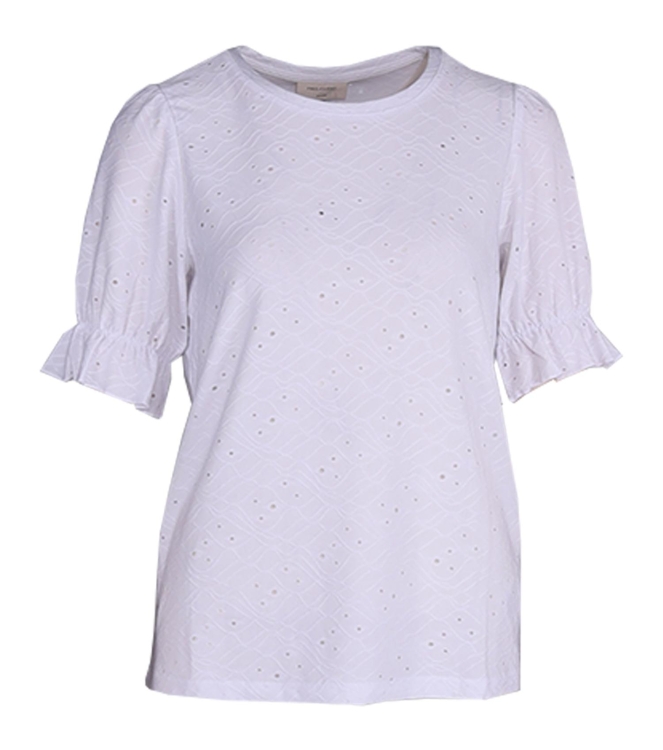 Freequent Pointelle pattern, puff sleeves Brilliant white