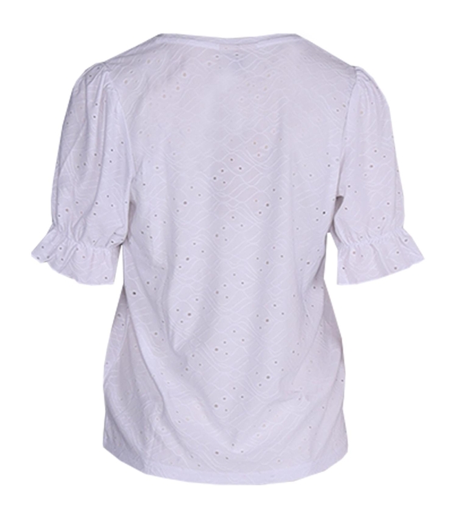 Freequent Pointelle pattern, puff sleeves Brilliant white
