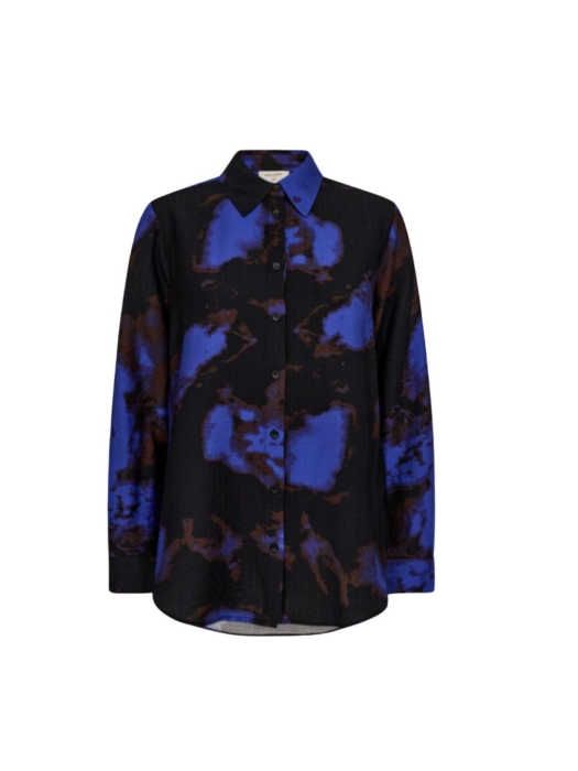 Freequent Printed shirt Black w. wedgewood