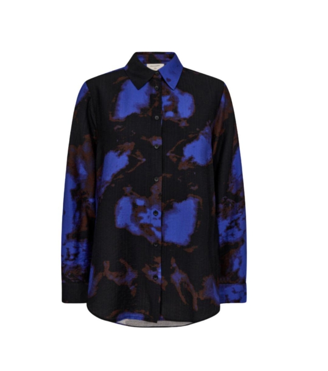 Freequent Printed shirt Black w. wedgewood