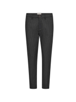 Freequent Ankle pant stripe silt sidestream Dark grey mel w. tofu