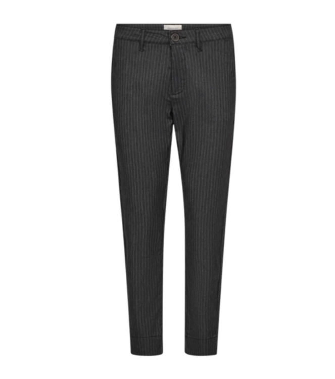 Freequent Ankle pant stripe silt sidestream Dark grey mel w. tofu