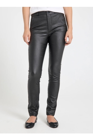 Freequent Full length coated power stretch fabric Black
