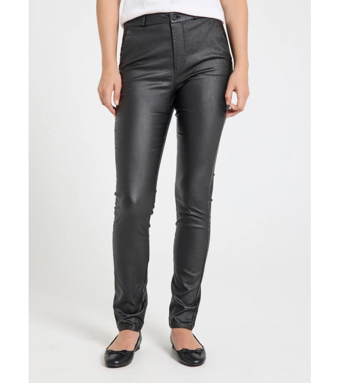 Freequent Full length coated power stretch fabric Black