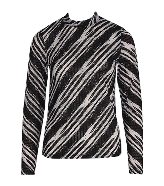Freequent Structured mesh tee l sleeves Black w. star Off White