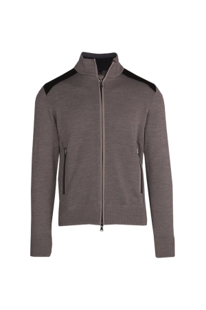 Paul and Shark Wool full zip sweater w.corduroy 661 Beige