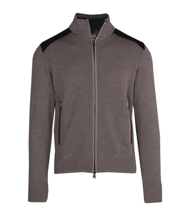 Paul and Shark Wool full zip sweater w.corduroy 661 Beige