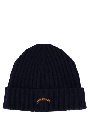 Paul and Shark Wool beanie w moon badge 050 Navy