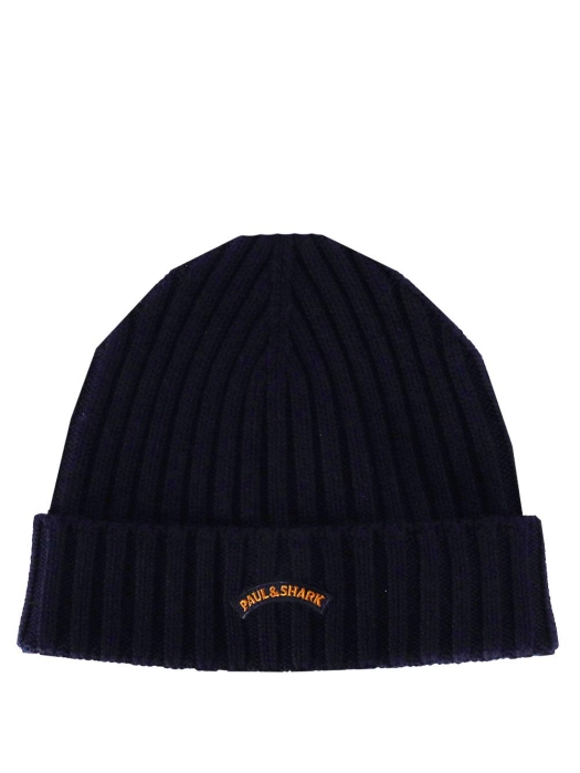 Paul and Shark Wool beanie w moon badge 050 Navy