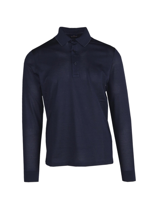 Paul and Shark Cotton pique polo w shark label 817 Blue