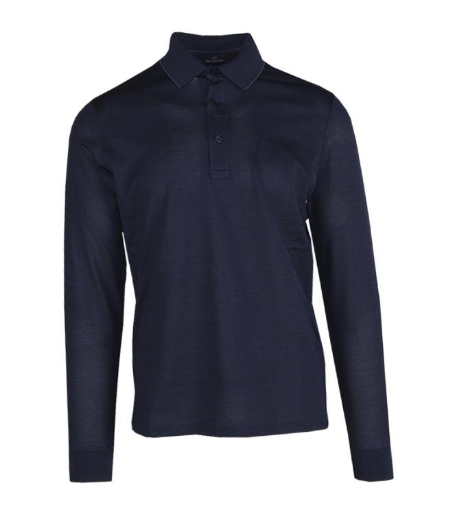 Paul and Shark Cotton pique polo w shark label 817 Blue