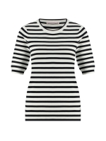 Studio Anneloes Luna stripe short slv pullover 1169 off white/dark blue