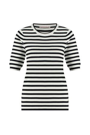 Studio Anneloes Luna stripe short slv pullover 1169 off white/dark blue