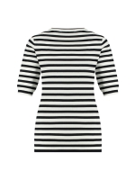 Studio Anneloes Luna stripe short slv pullover 1169 off white/dark blue