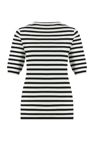 Studio Anneloes Luna stripe short slv pullover 1169 off white/dark blue