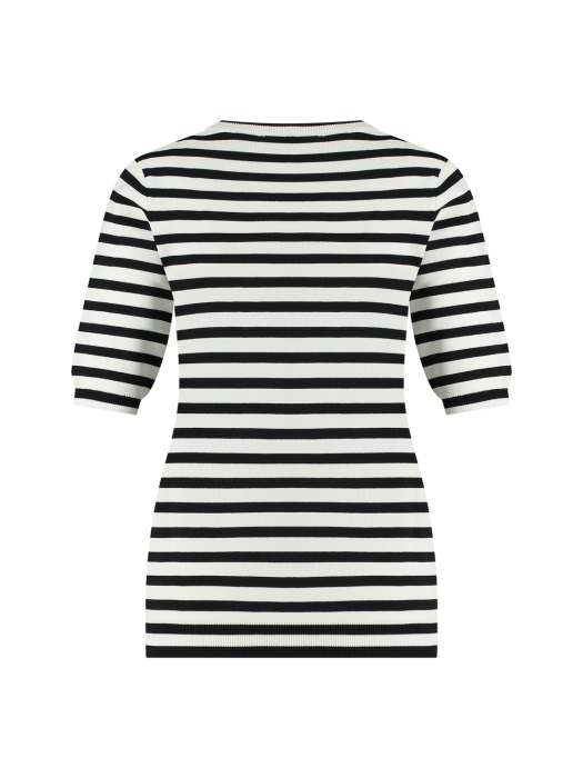 Studio Anneloes Luna stripe short slv pullover 1169 off white/dark blue