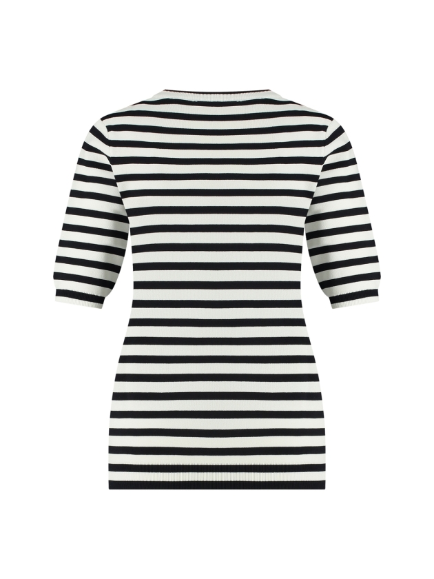 Studio Anneloes Luna stripe short slv pullover 1169 off white/dark blue